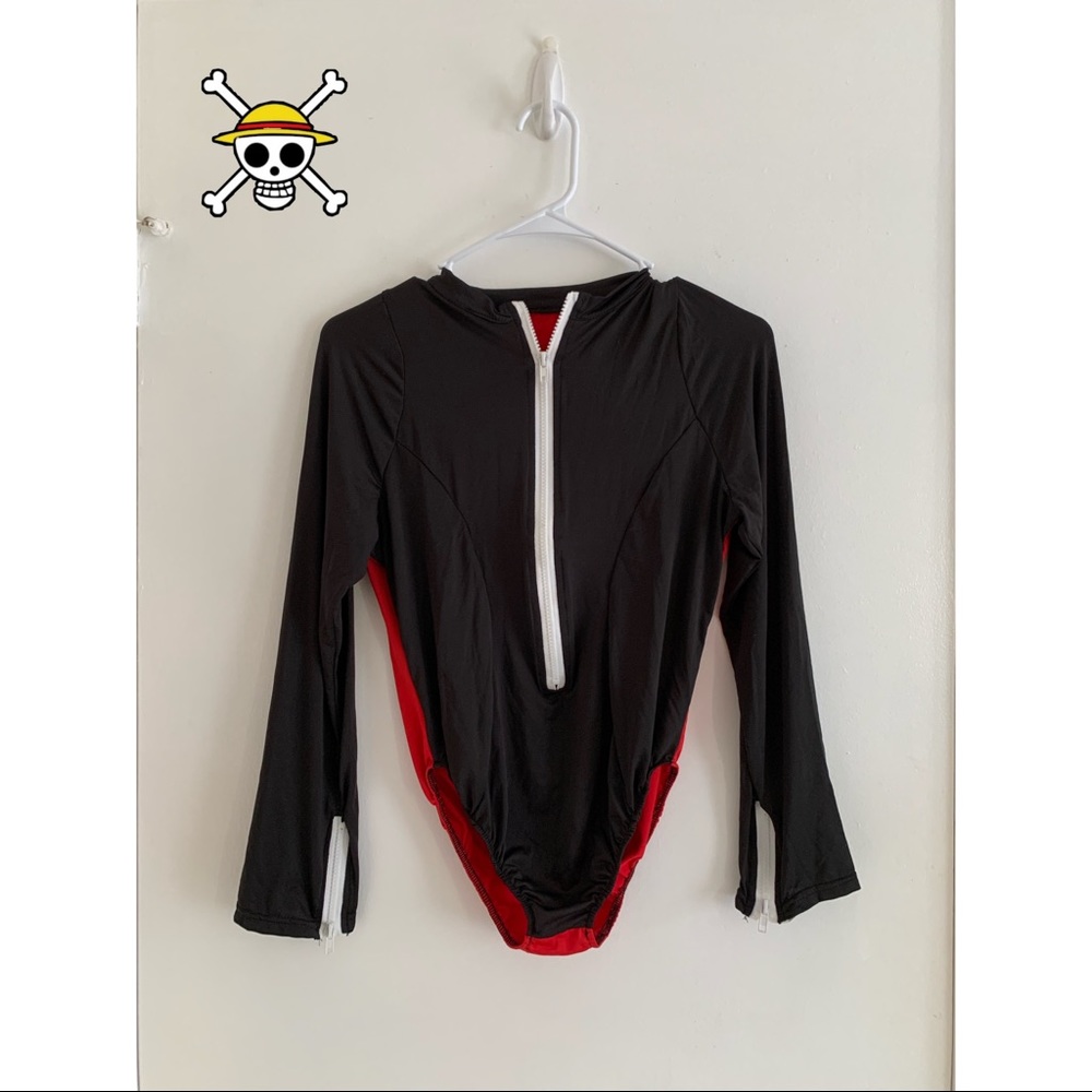 Black and red zippered one piece!